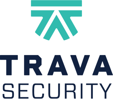 Trava Security logo: teal geometric mark above the Trava Security wordmark