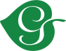 Green leaf logomark with a script monogram